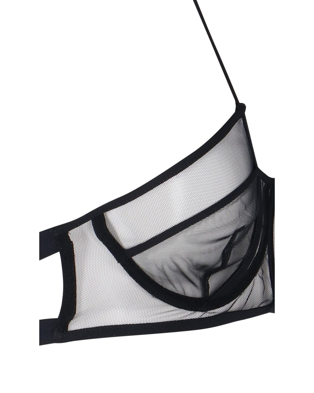 Nensi Dojaka Black Sheer Panelled Halterneck Bra