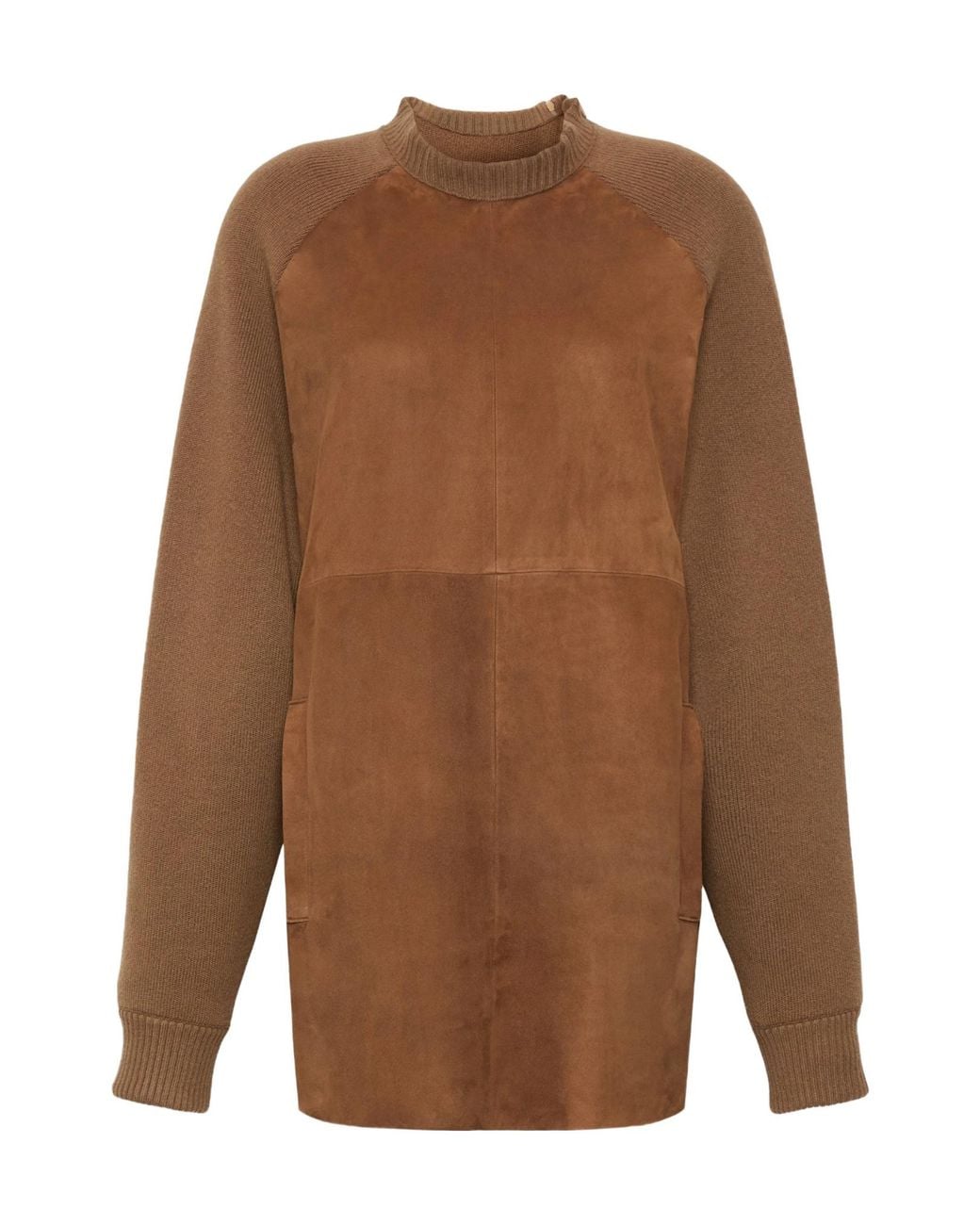 Max Mara Brown Crewneck Knit Long-Sleeve Dress