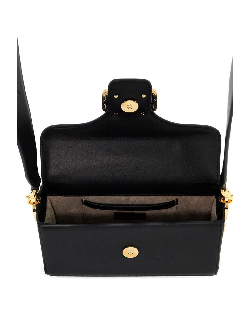 Lanvin Black Logo Plaque Foldover Top Crossbody Bag