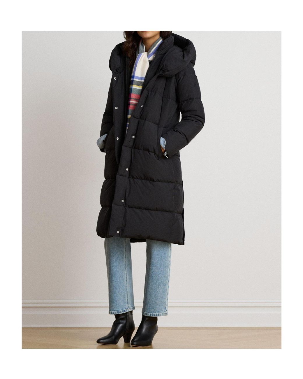 Ralph Lauren Black Longline Hooded Puffer Jacket