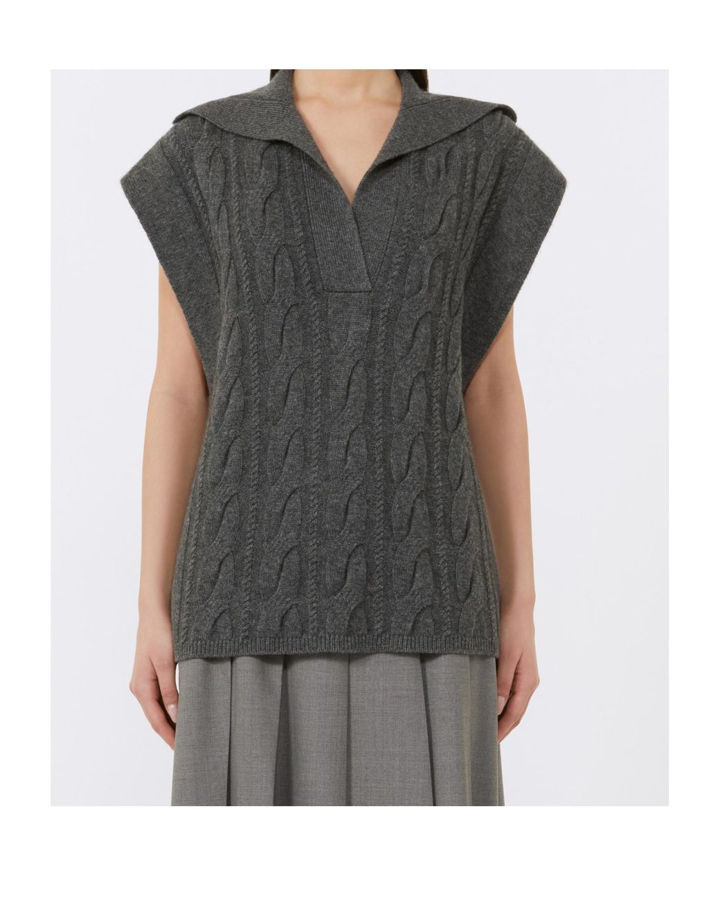 Max Mara Gray Wool And Cashmere Gilet