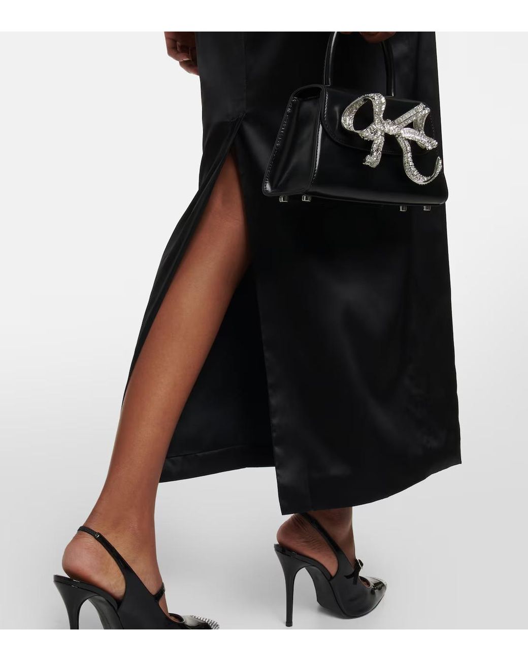 Alessandra Rich Black Silk-Blend Satin Maxi Dress
