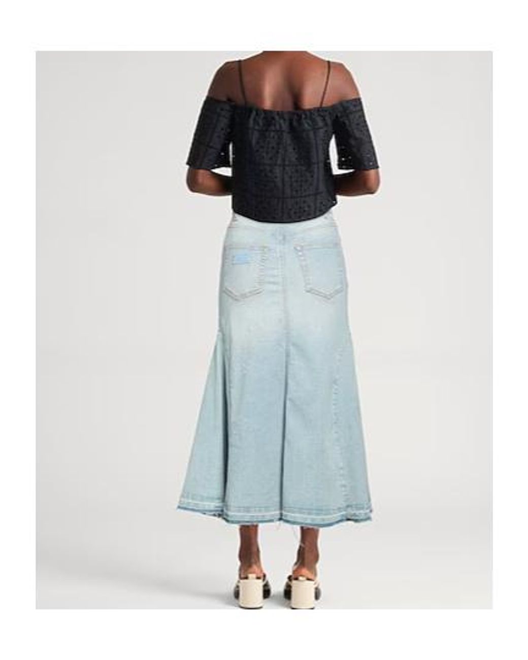Ganni Blue Denim Midi Skirt