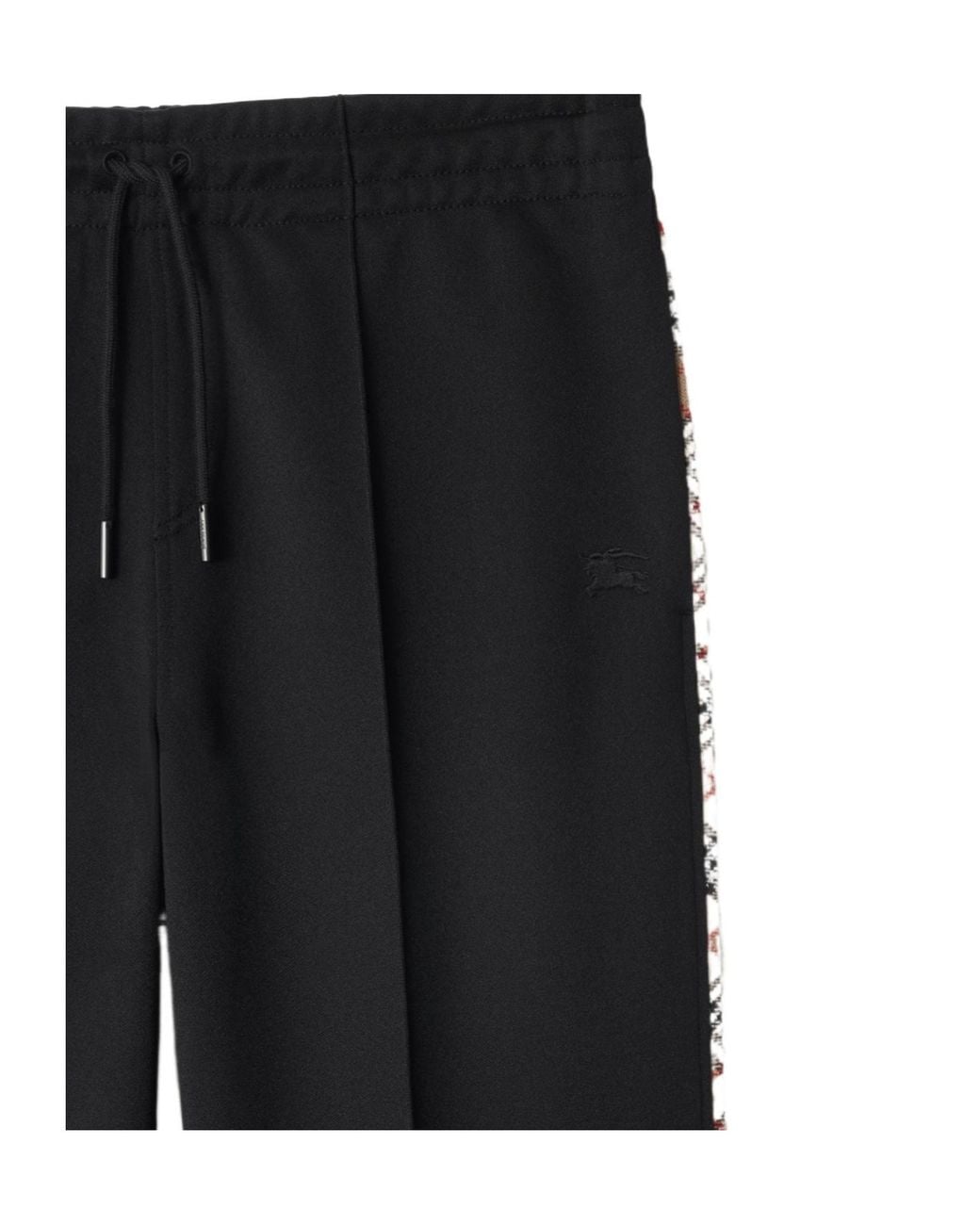 Burberry Black Checked Trim Drawstring Flared Trousers