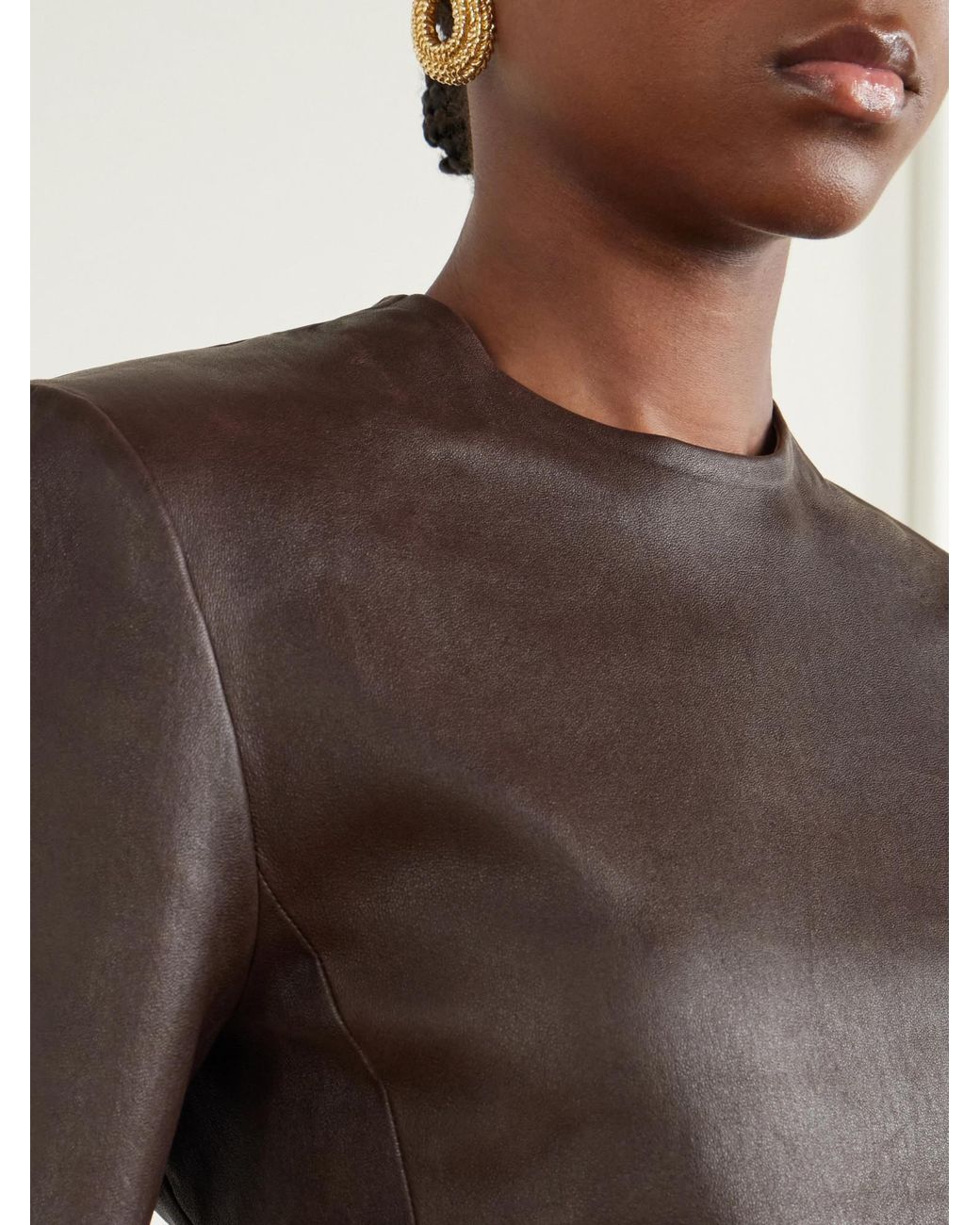 Stouls Brown Leather T-Shirt
