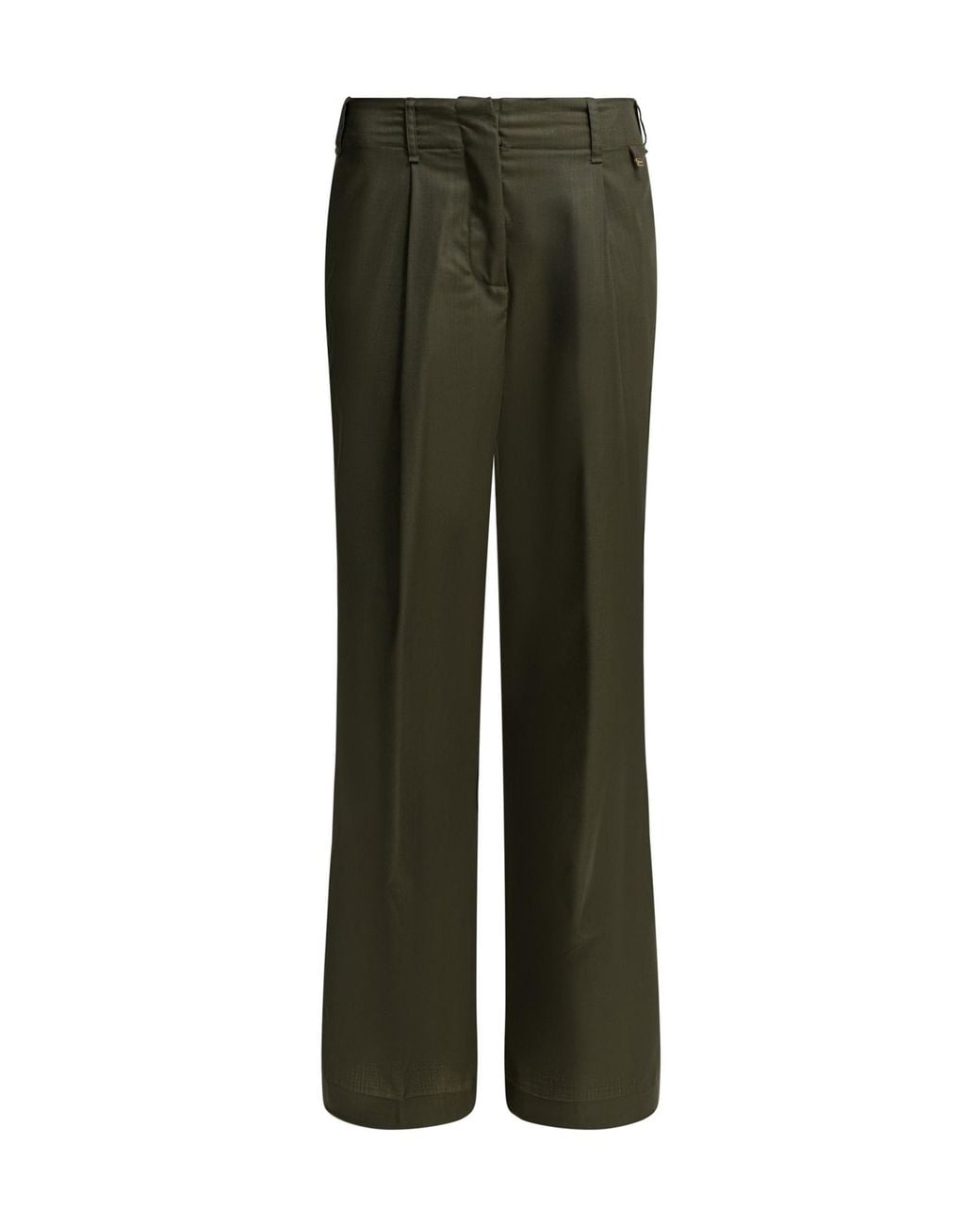 Herno Green Pleated Straight-Leg Pants