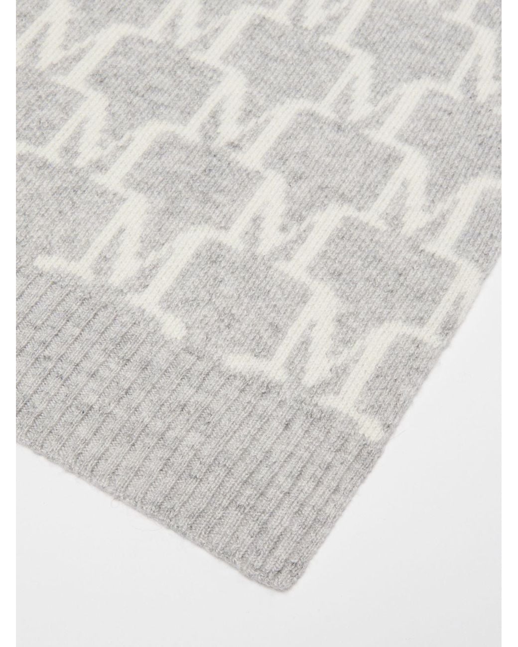 Max Mara Gray Orli Monogram Knit Scarf