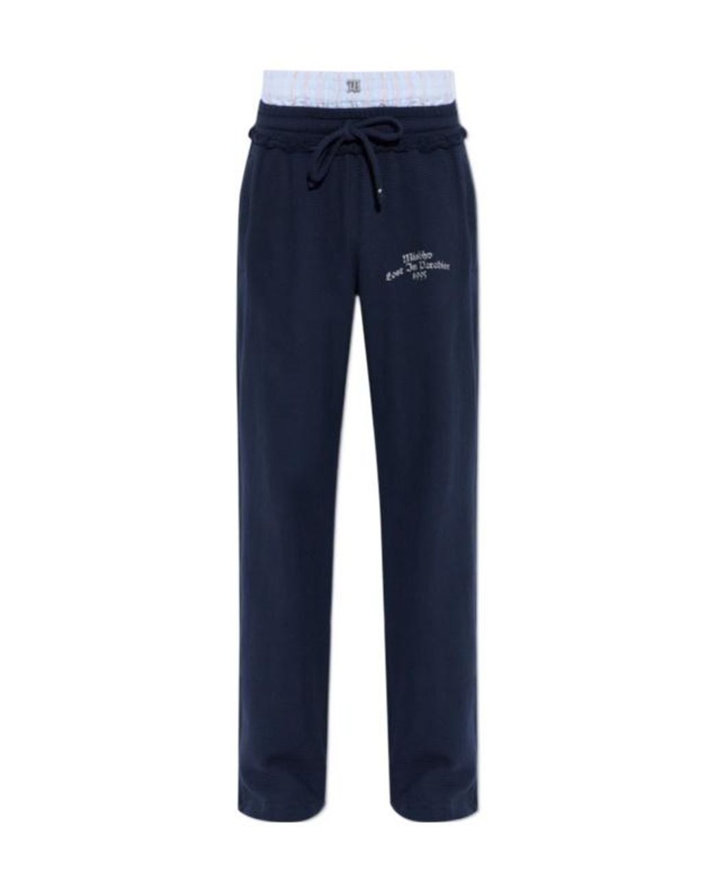 M I S B H V Blue Waffle Knit Drawstring Pants for men