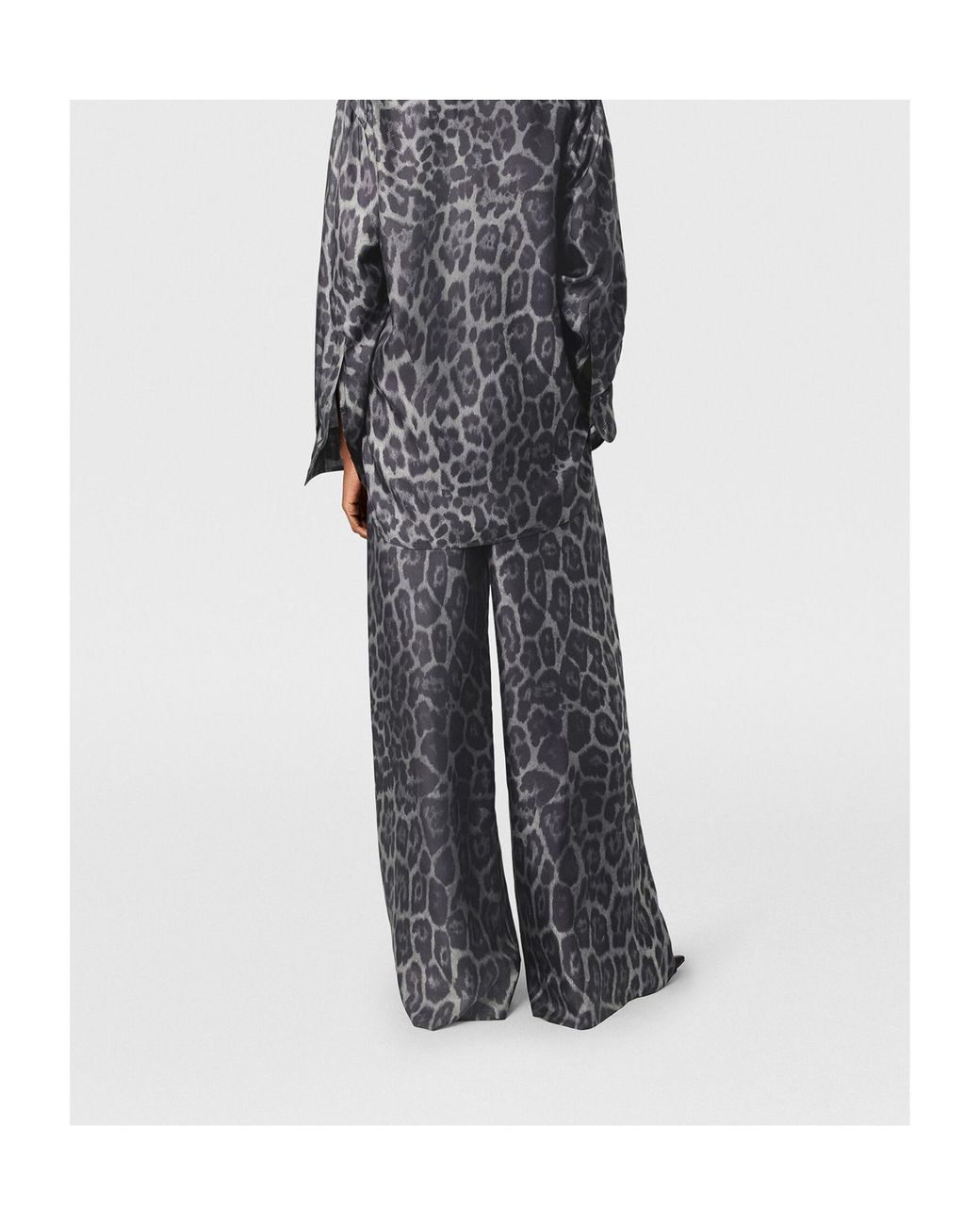 Stella McCartney Gray Oversized Drawstring Leopard Print Trousers