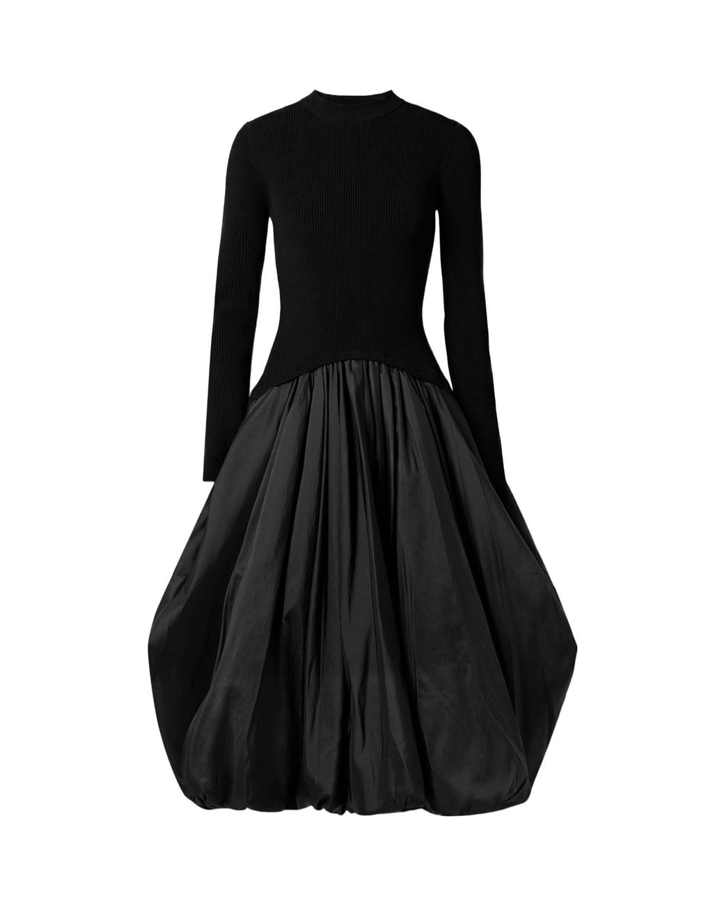 Jonathan Simkhai Black Kenlie Ribbed-Knit And Taffeta Midi Dress