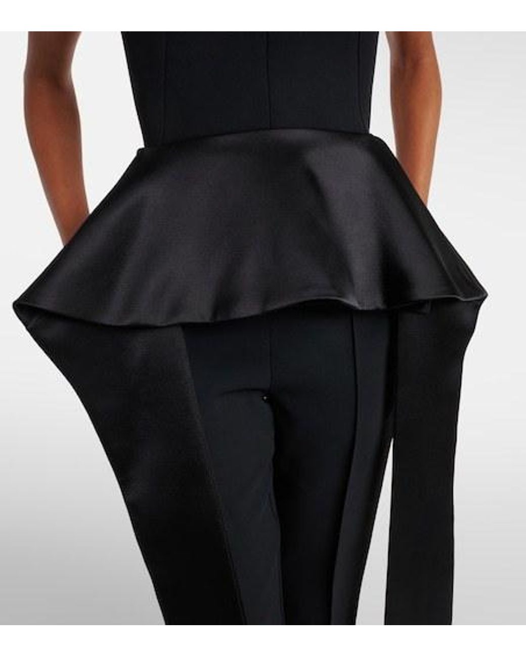 Maticevski Black Frame Peplum Satin Top
