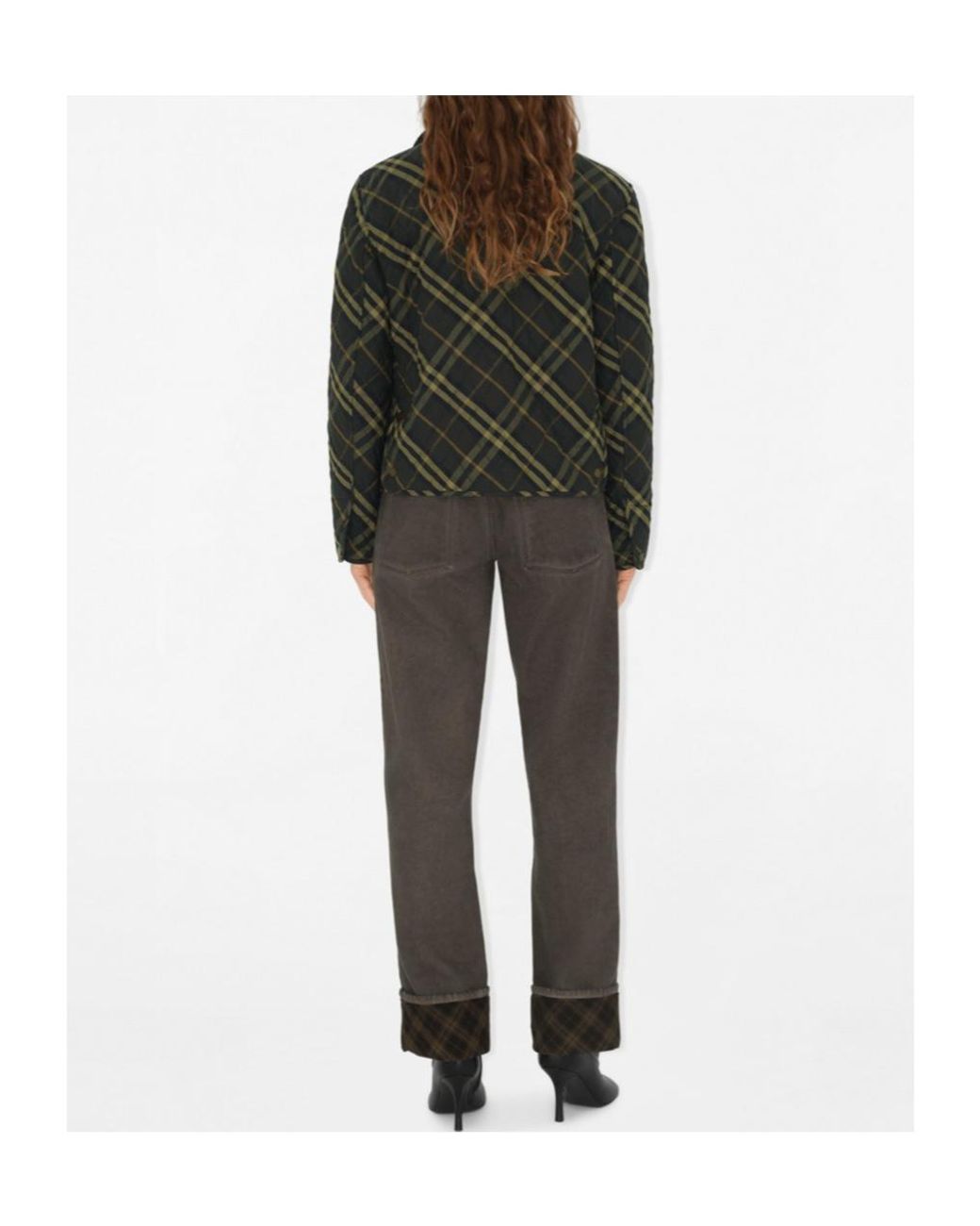 Burberry Green Check Printed Quilted Jacket