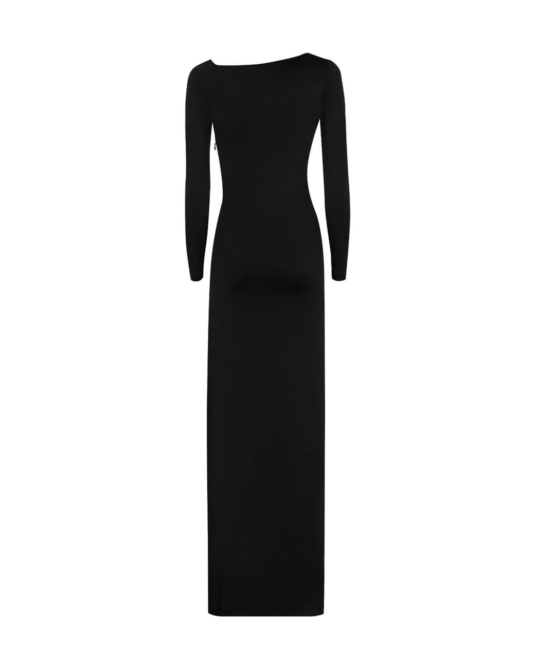 Victoria Beckham Black Off-Shoulder Draped Satin Gown