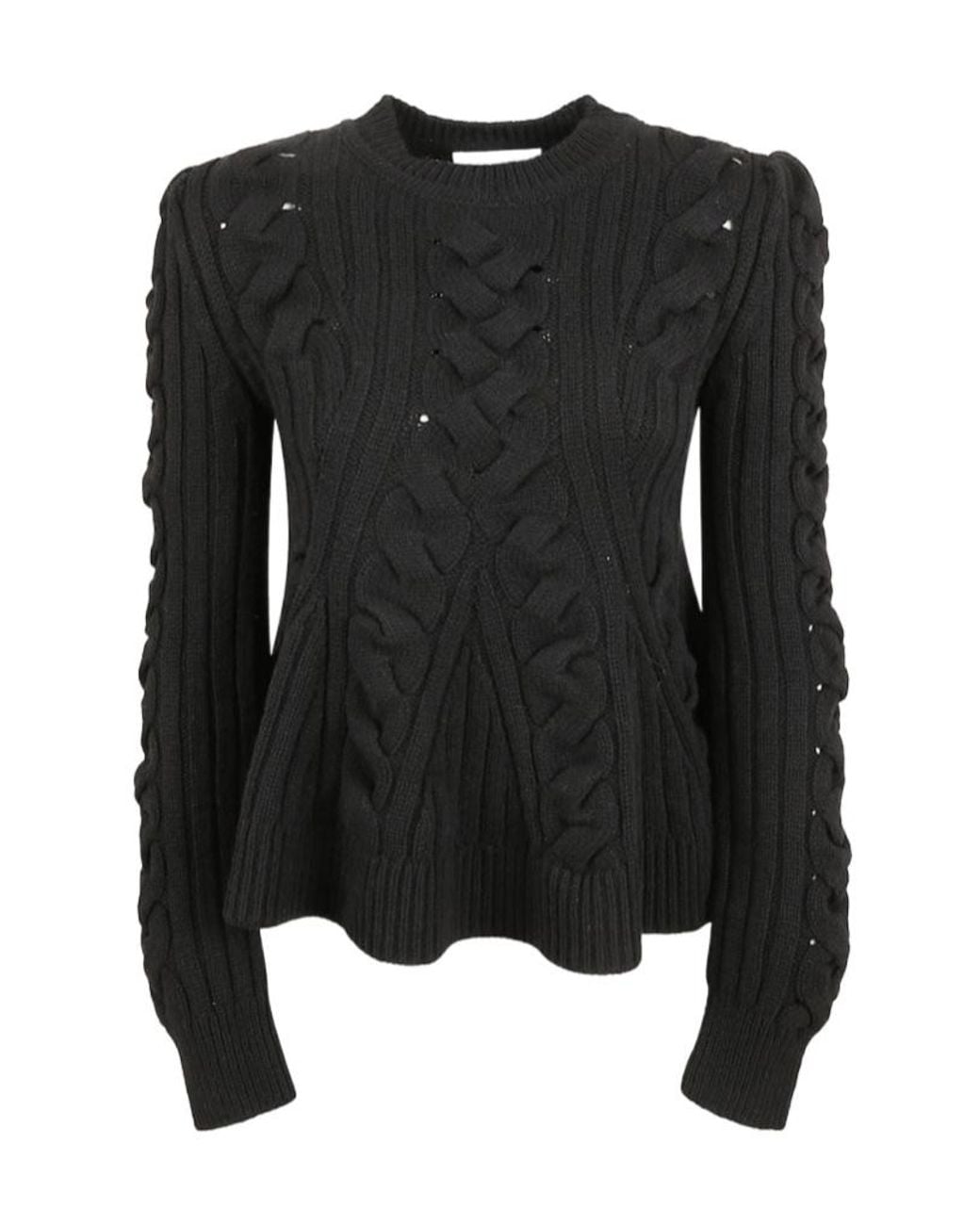 McQueen Black Cable-Knit Cut-Out Sweater