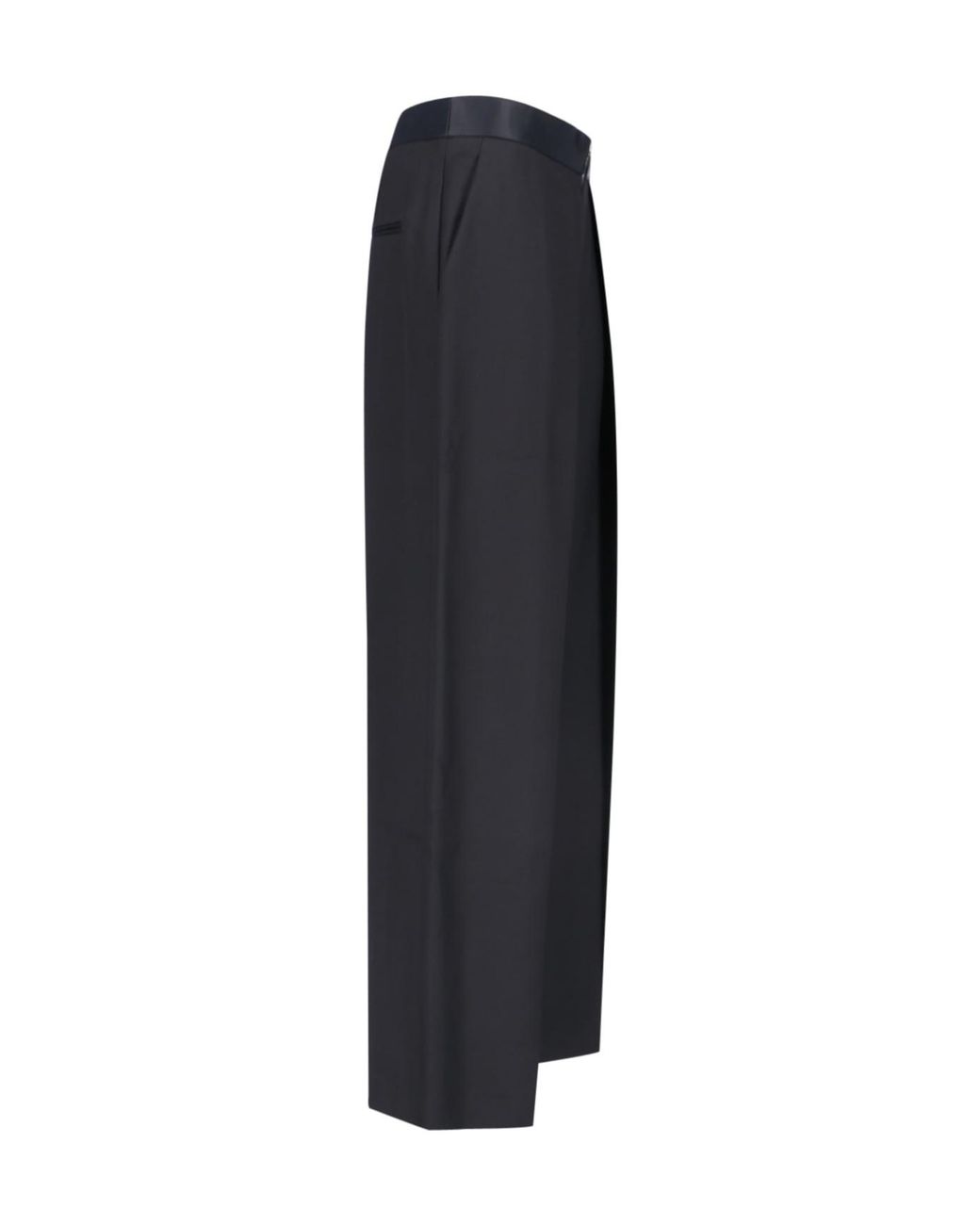 Khaite Blue Marine Low-Rise Wide-Leg Pants