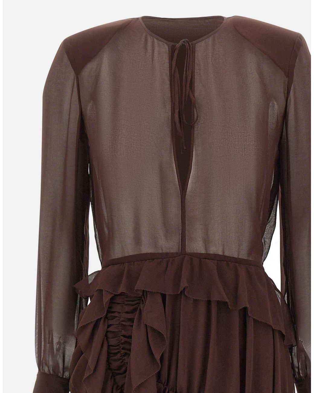 JACQUES WEI Brown Ruffled Dress