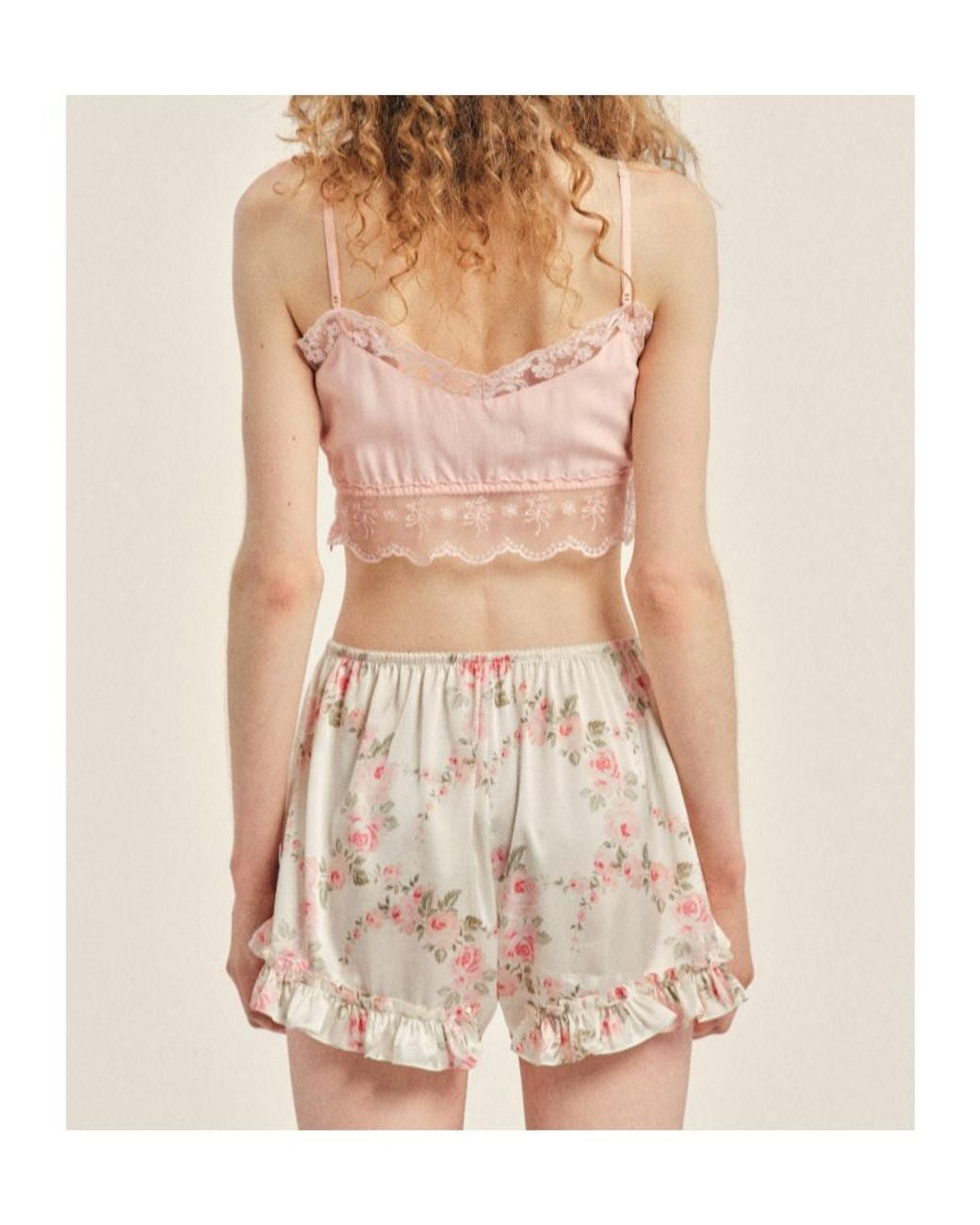 Simone Rocha Natural Floral-Print Ruffled Shorts