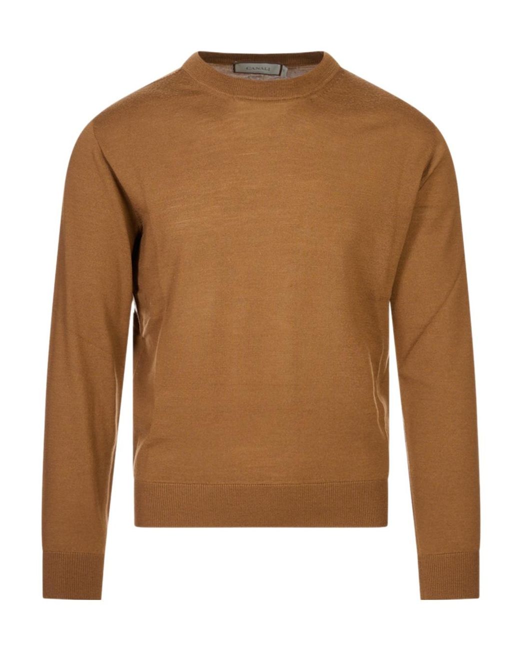 Canali Brown Crew-Neck Long-Sleeve Sweater for men