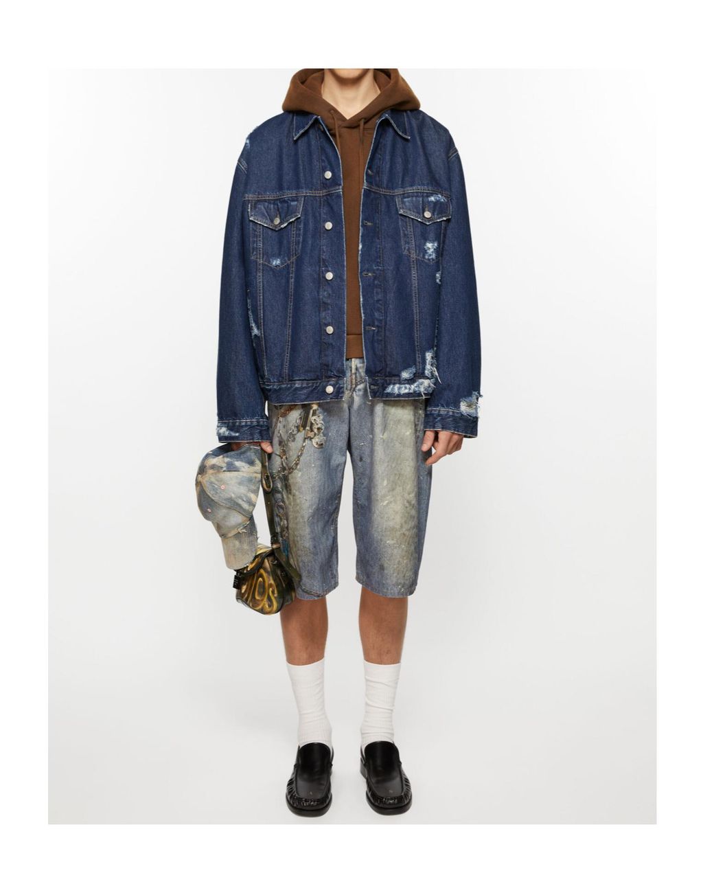 Acne Blue Relaxed Fit Distressed Denim Jacket for men