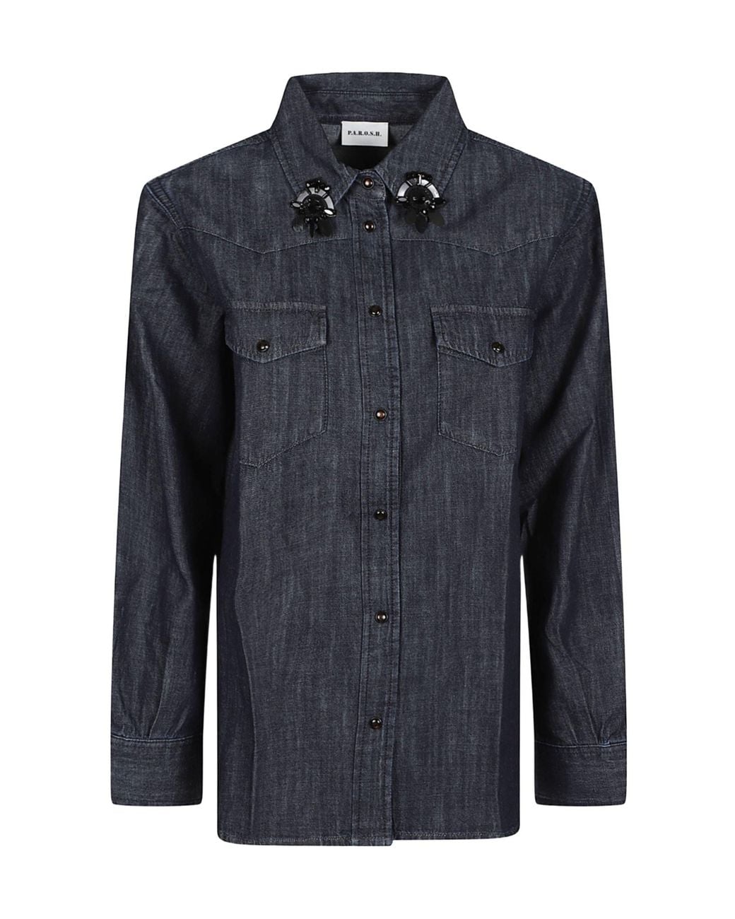 P.A.R.O.S.H. Blue Crystal-Embellished Shirt