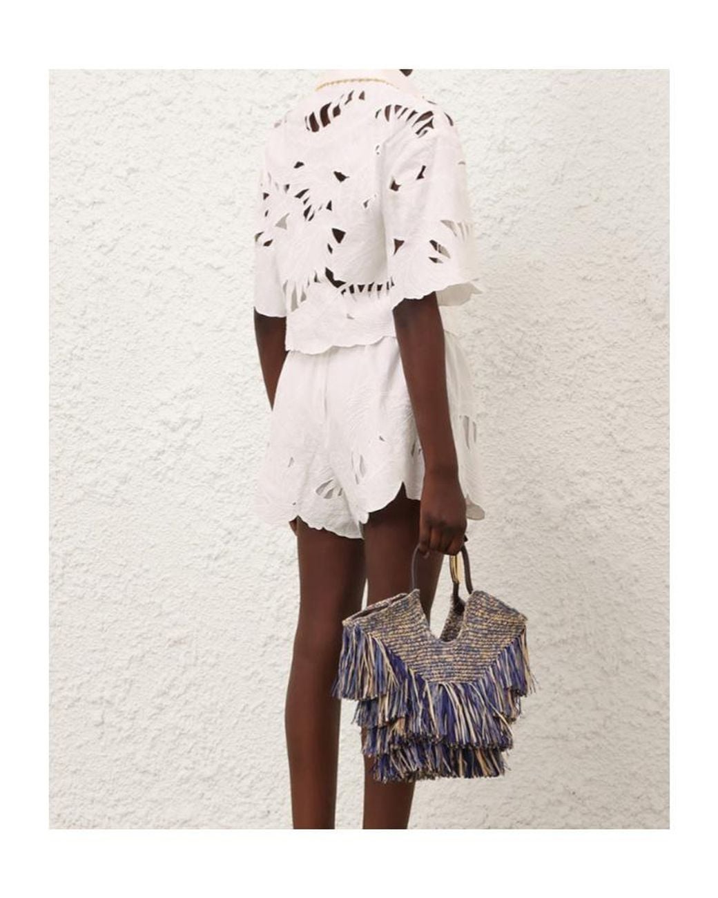 Zimmermann White Mahon Embroidered Shorts