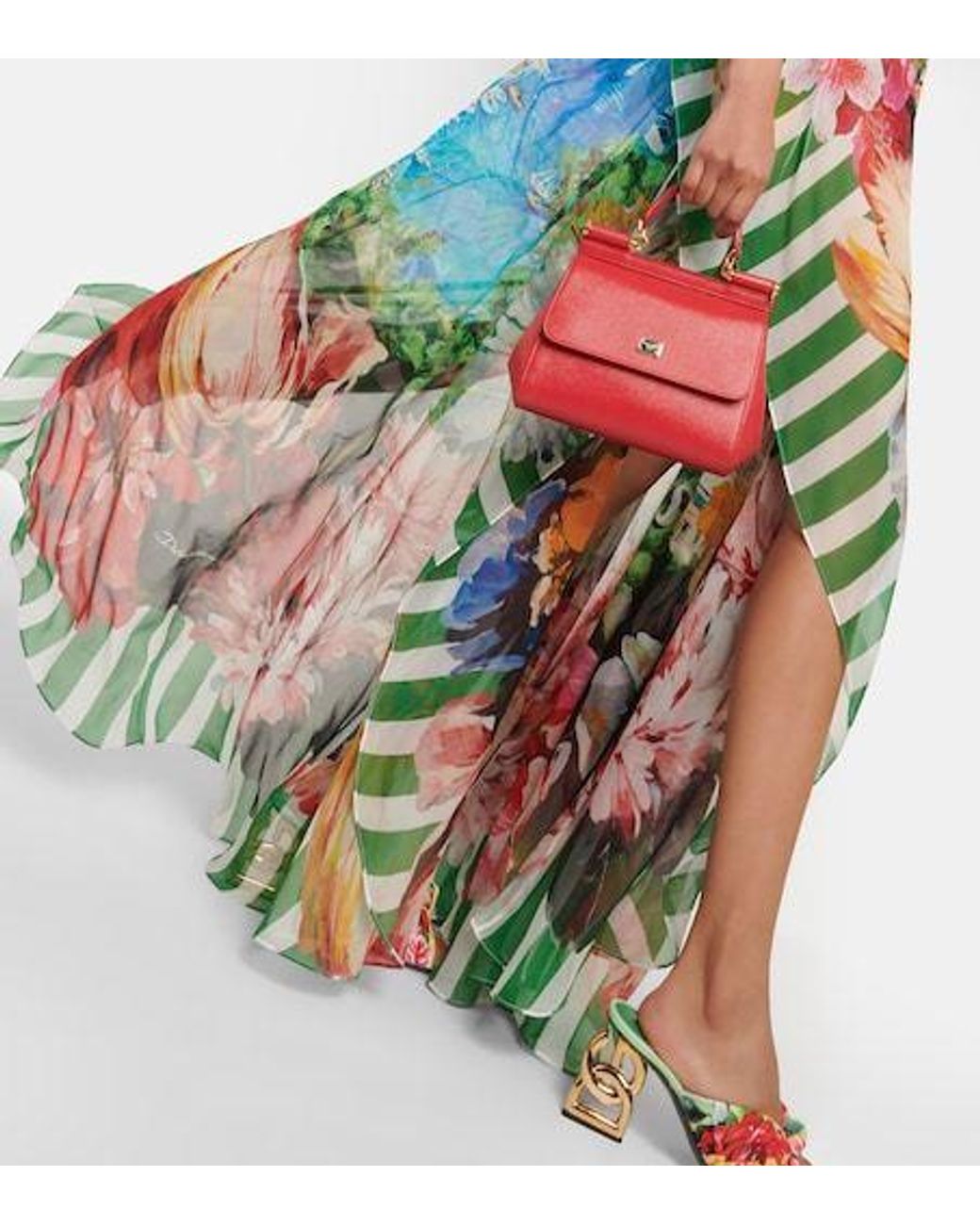 Dolce & Gabbana White Portofino Printed Silk Chiffon Gown