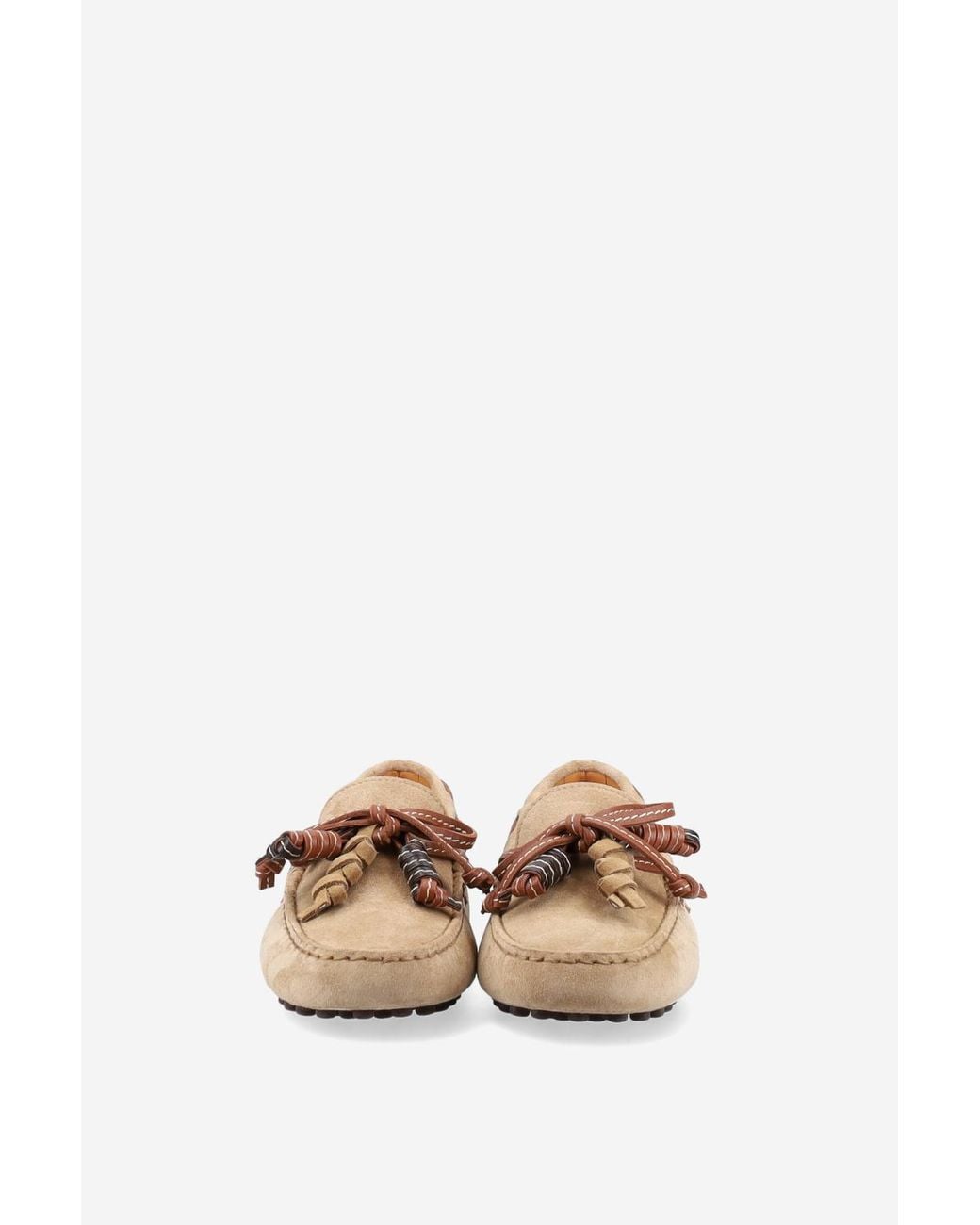 Tod's Brown Gommino Bow Detail Flat Shoes