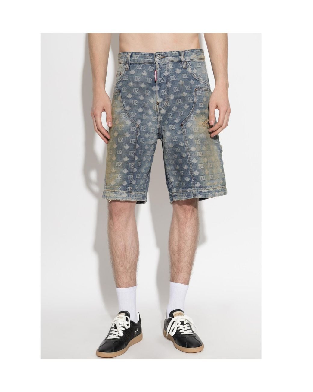 DSquared² Blue Monogram Carpenter Shorts for men