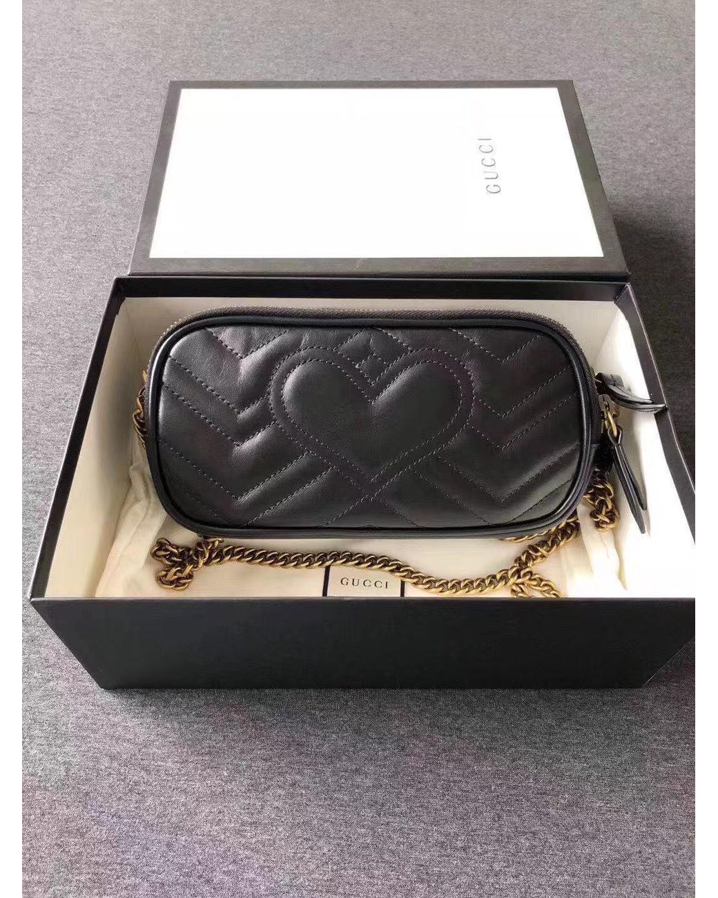 Gucci Black Gg Marmont Mini Chain Bag