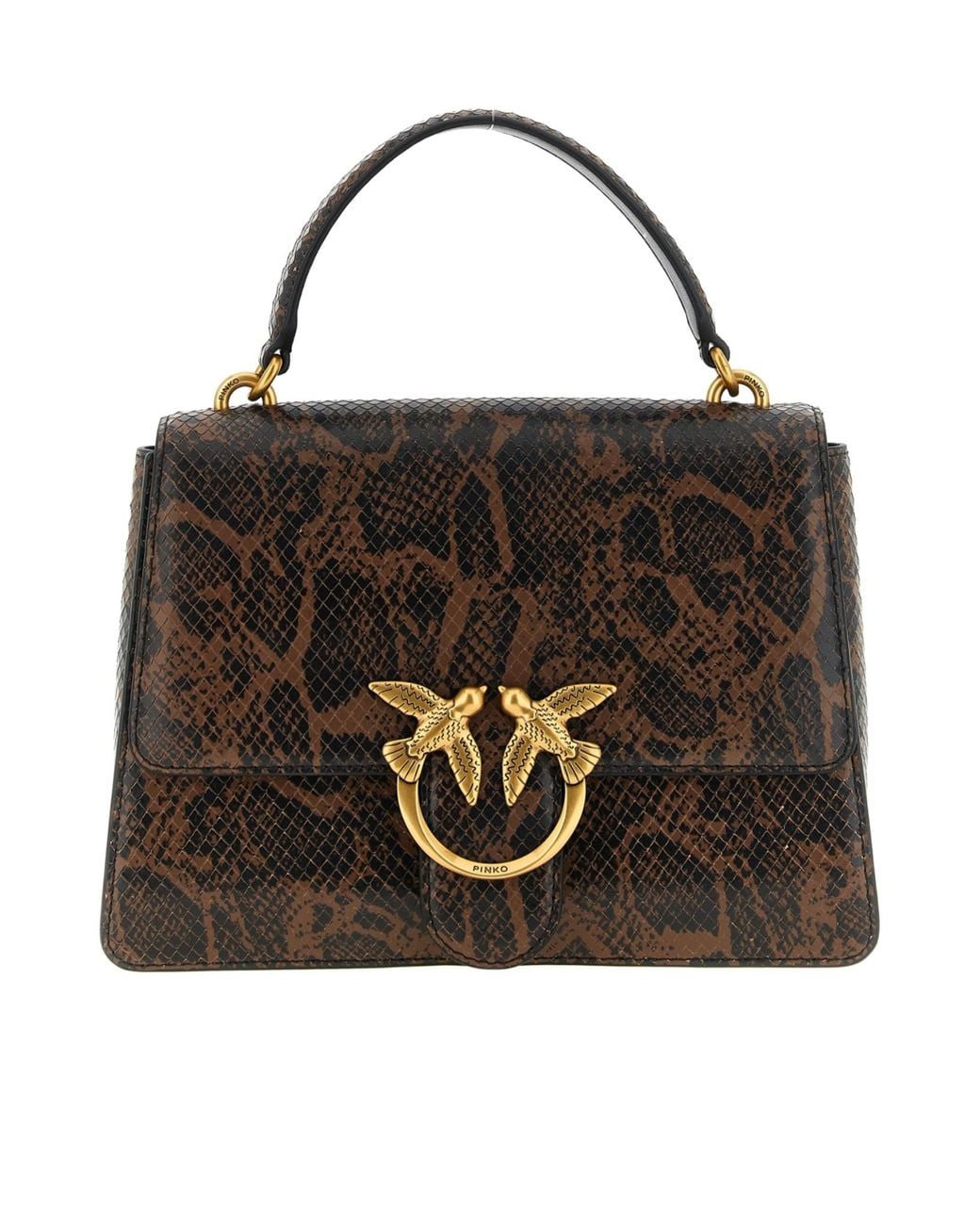 Pinko Black Logo Plaque Tote Bag