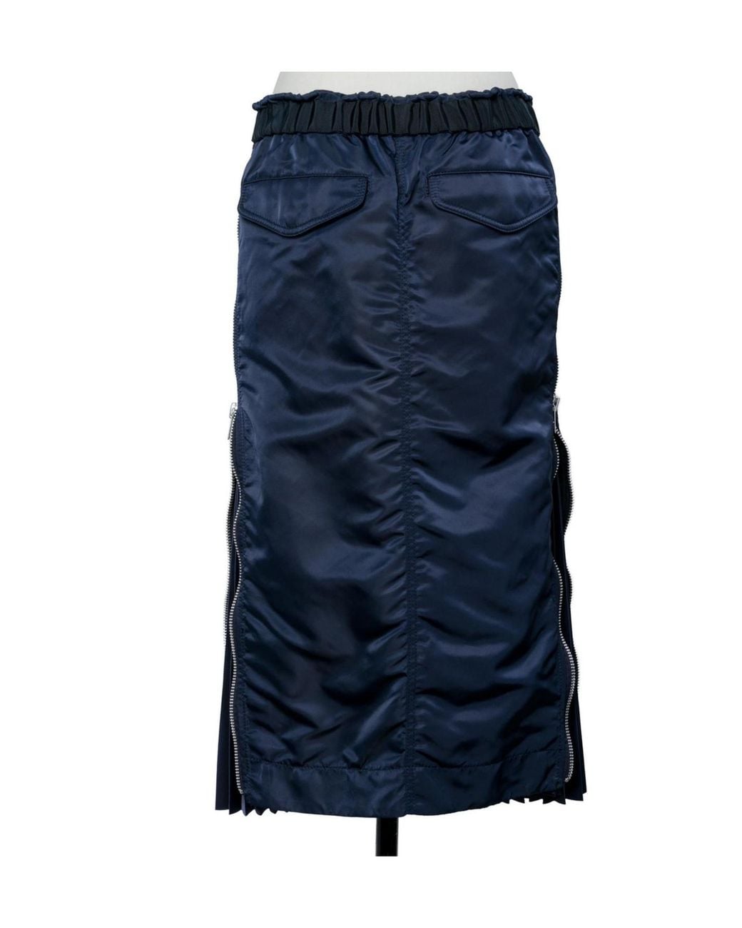 Sacai Blue Pleated Midi Skirt