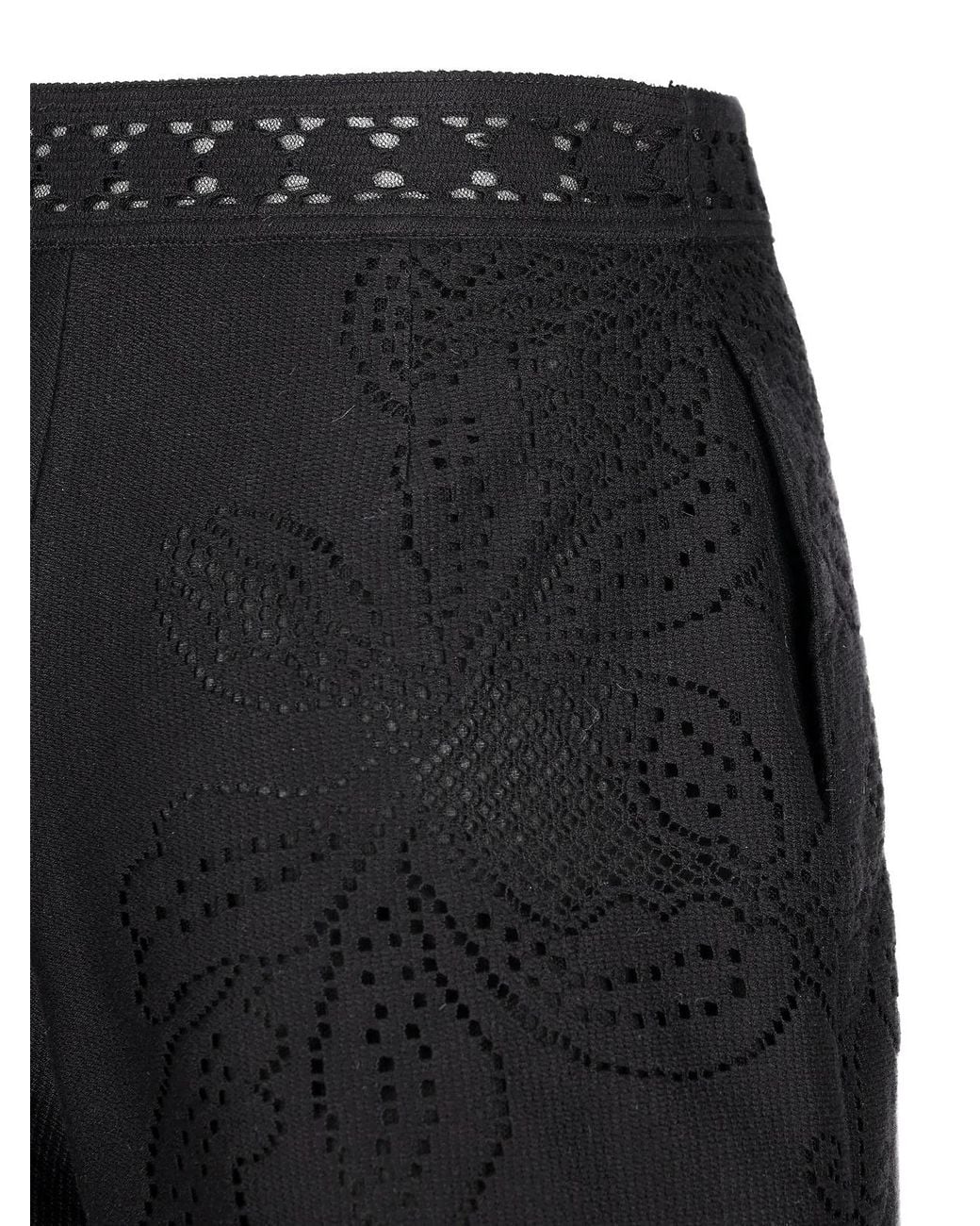 Valentino Black Floral Patterned High Waist Shorts