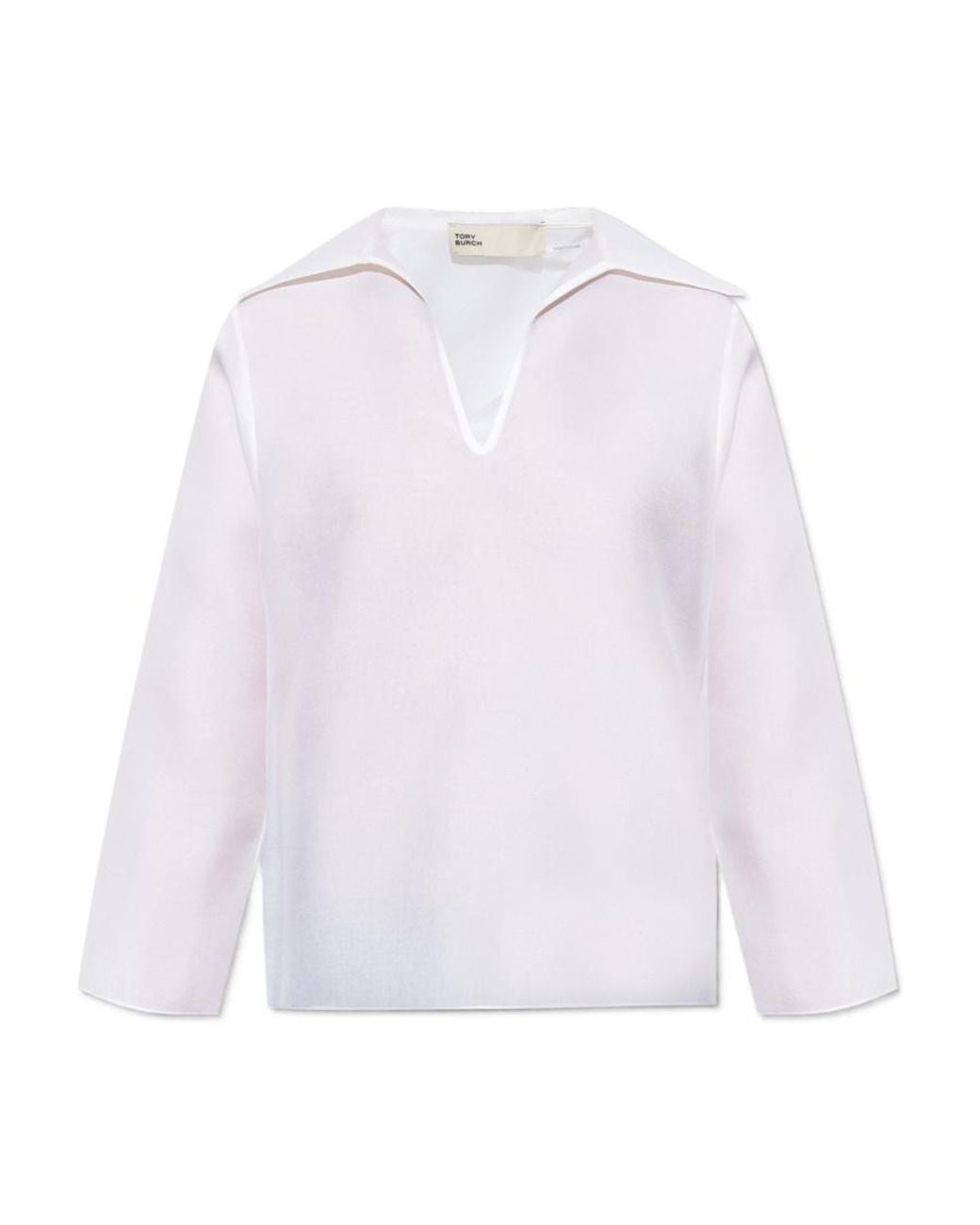 Tory Burch White V-Neck Long Sleeved Blouse