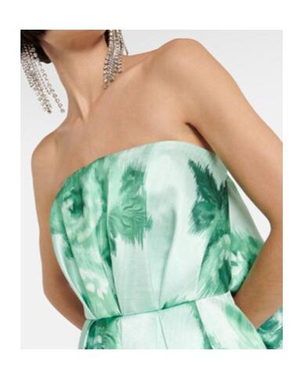Emilia Wickstead Green Merope Strapless Floral Gown