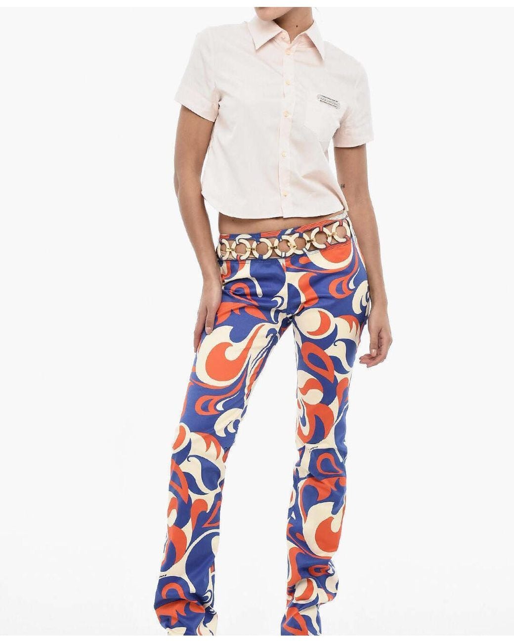 DSquared² Red Patterned Regular-Waist Pants