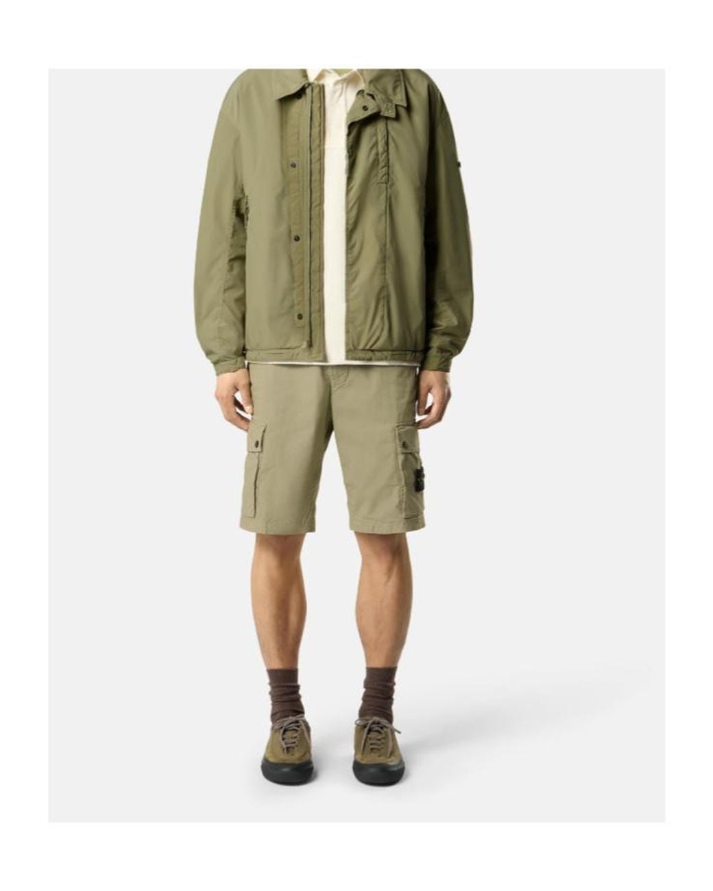 Stone Island Green Slim-Fit Cargo Bermuda Shorts With Zip Pockets for men