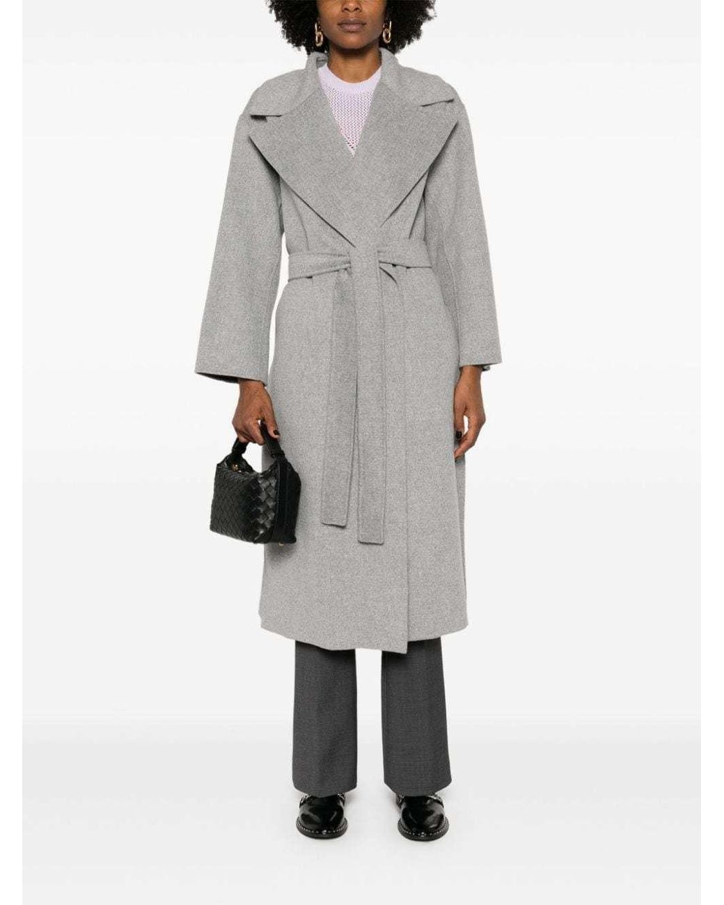 Max Mara Gray 'S Belted Long-Sleeved Coat