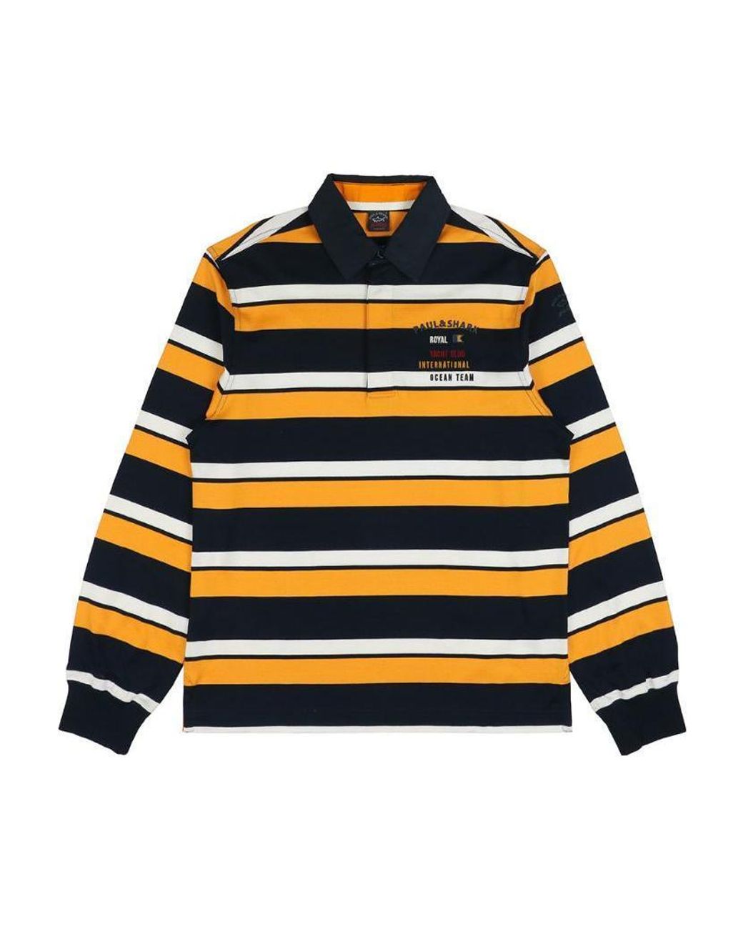 Paul & Shark Black Striped Long-Sleeved Polo Shirt for men