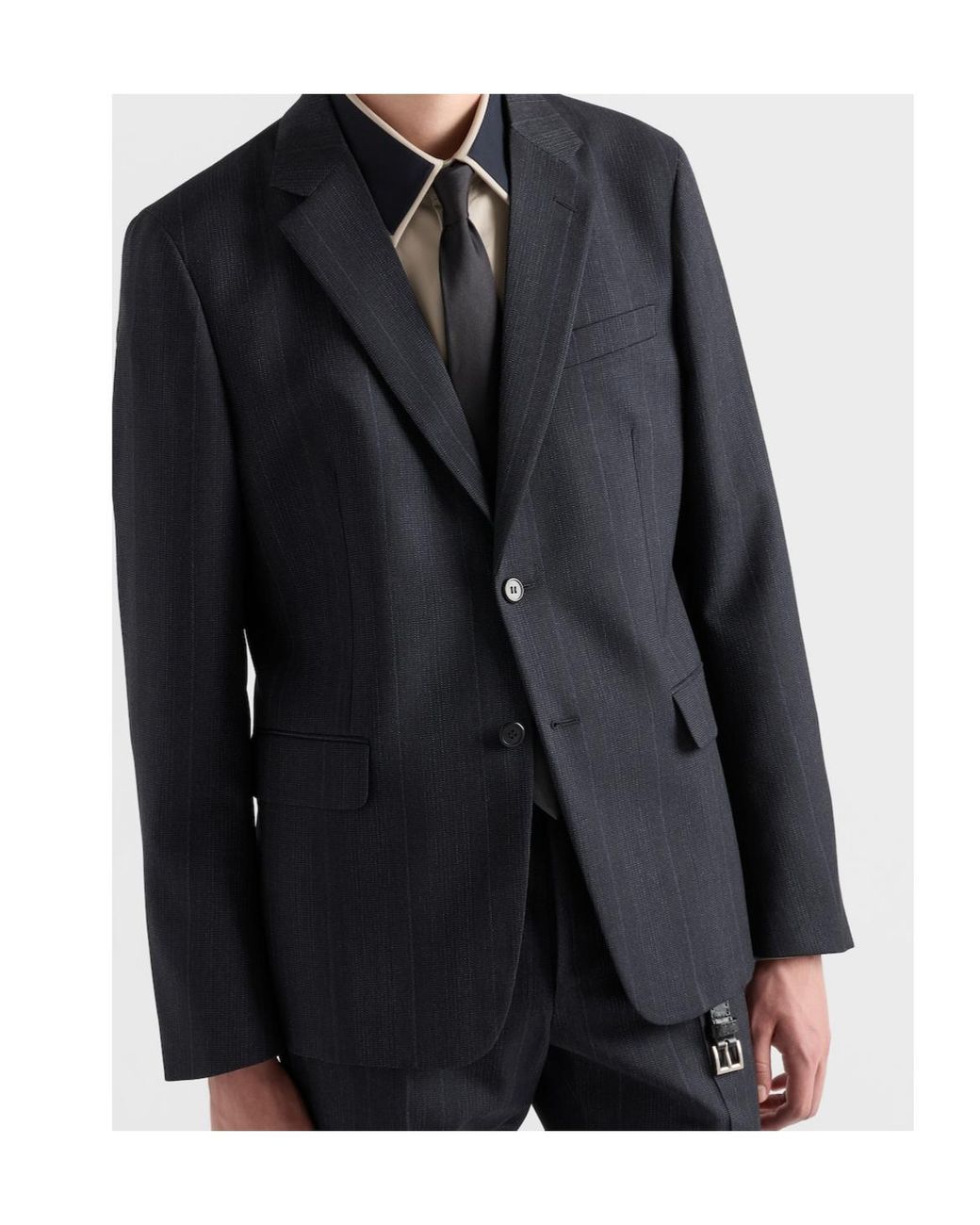 Prada Black Single-Breasted Wool Suit for men