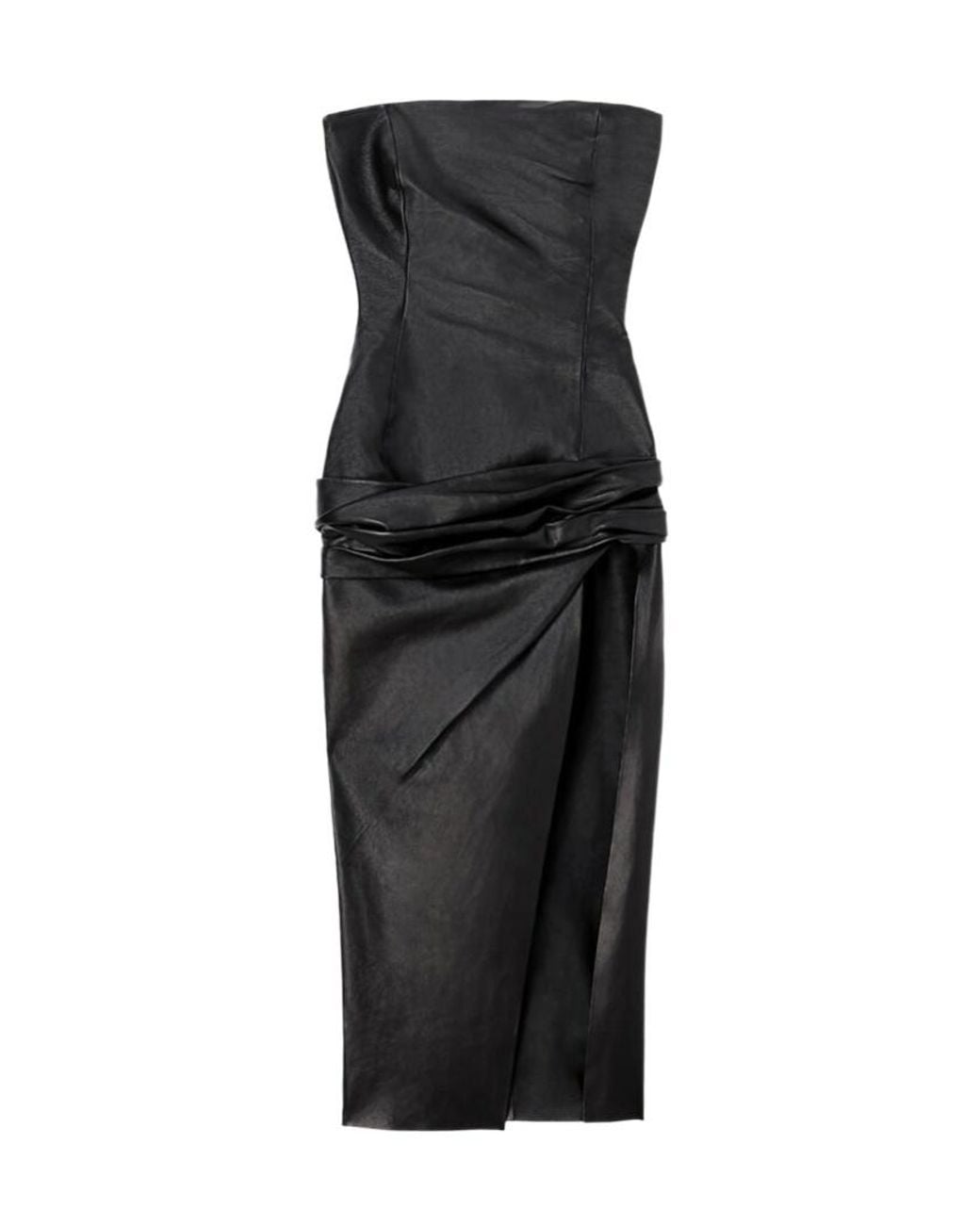 The Attico Black The Off-Shoulder Ruched Waist Midi Dress
