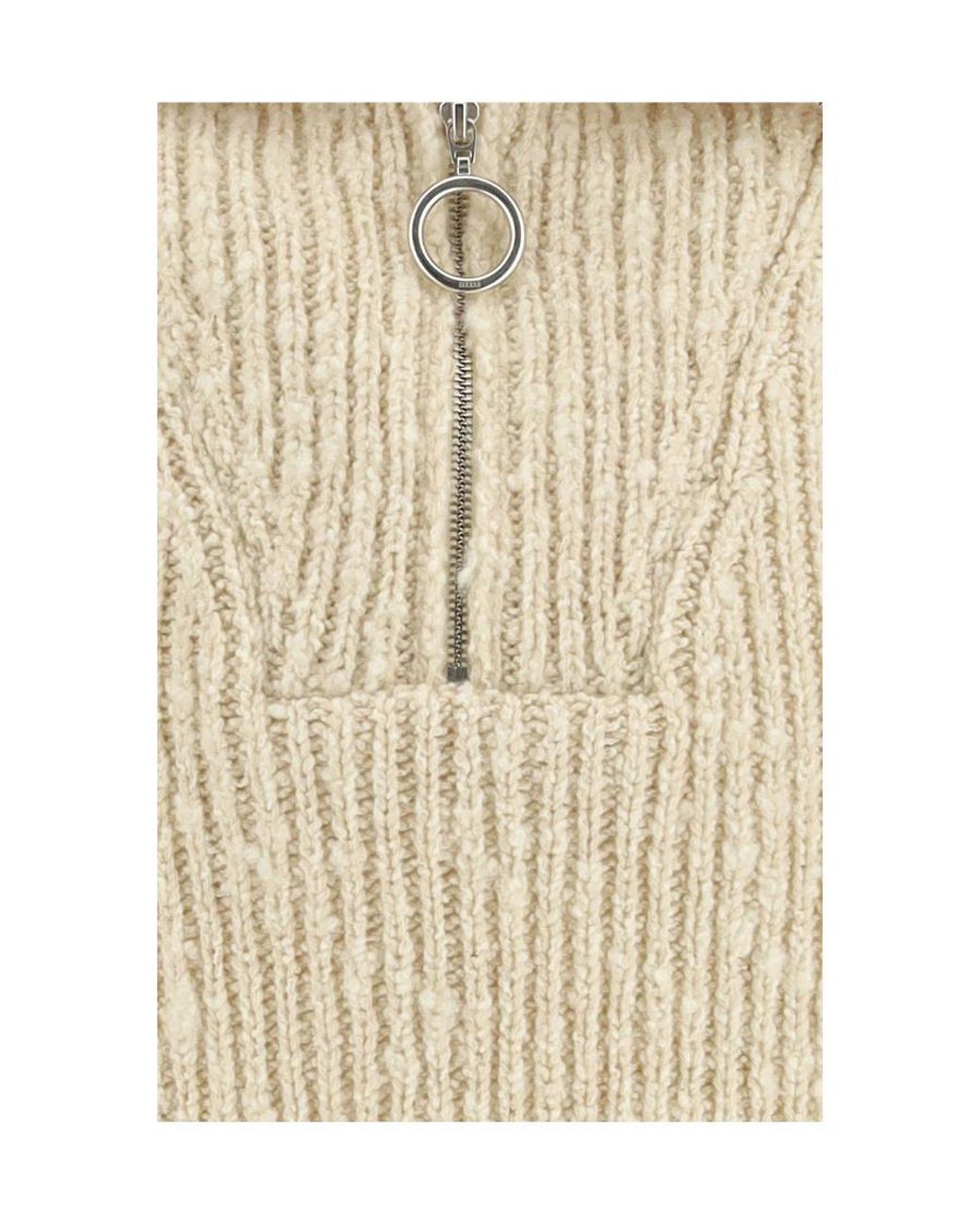 AMI White Ami Half-Zipped Knitted Jumper for men