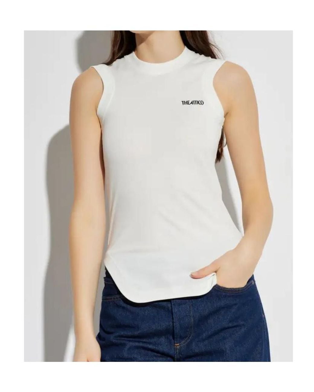 The Attico White The Logo Embroidered Top