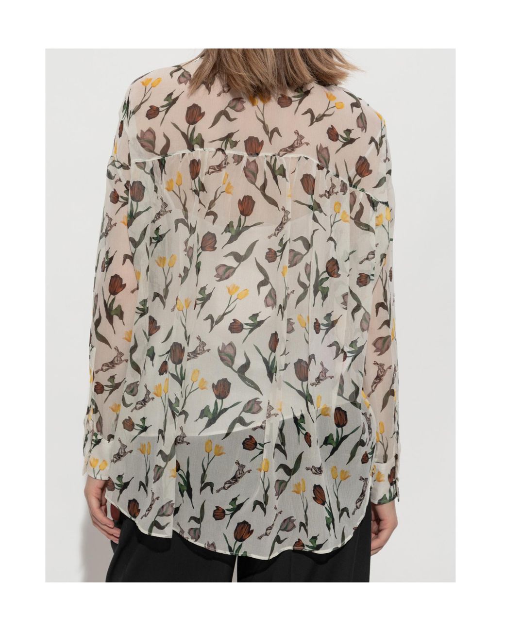 Marni White Floral Printed Long-Sleeved Shirt