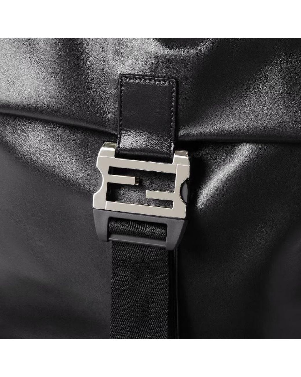Fendi Black Flux Ff Buckle Backpack for men