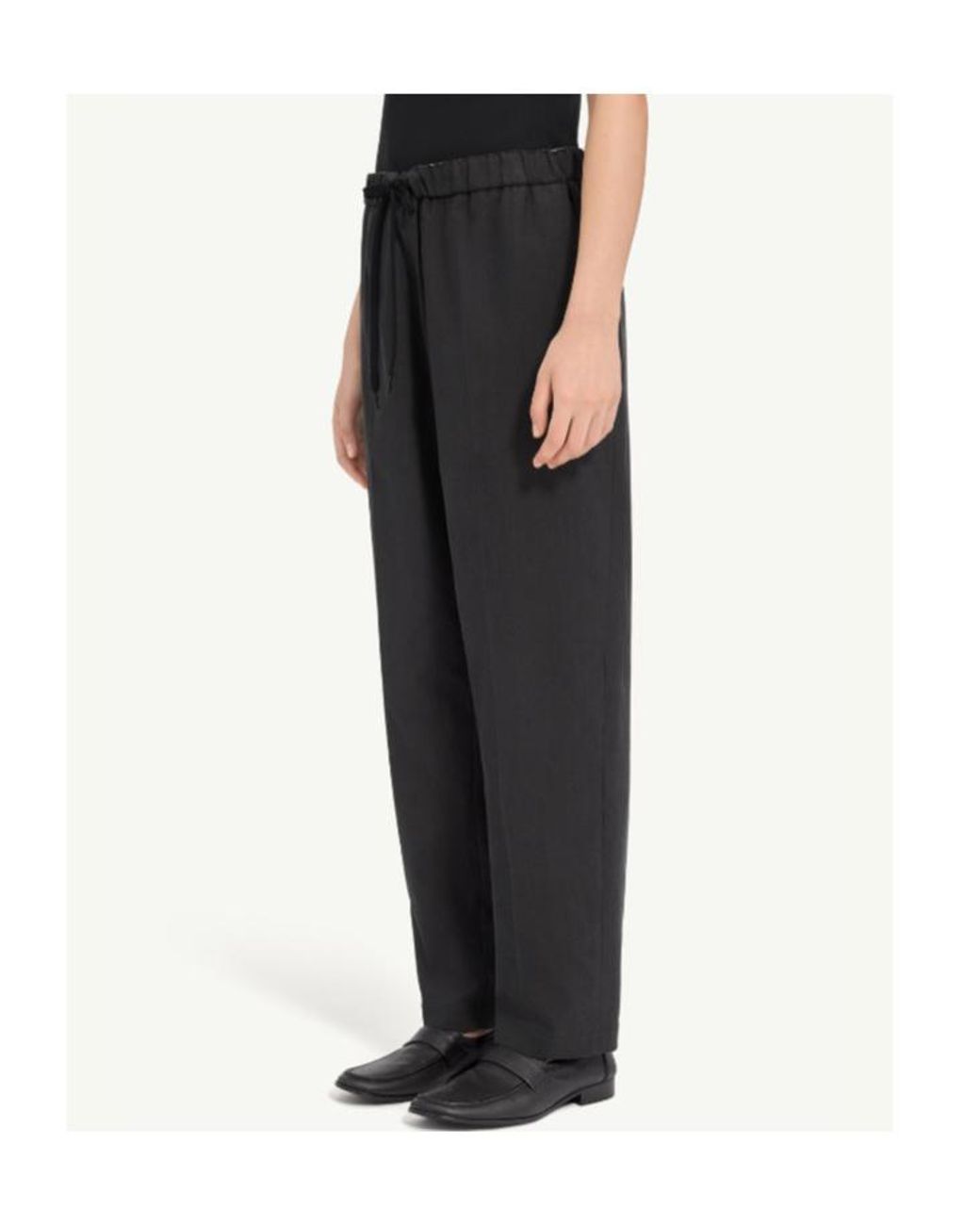 MM6 by Maison Margiela Black Drawstring Wool Shirting Trousers