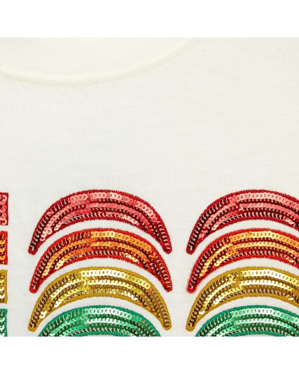 Gucci White Sequinned Logo Cropped T-Shirt