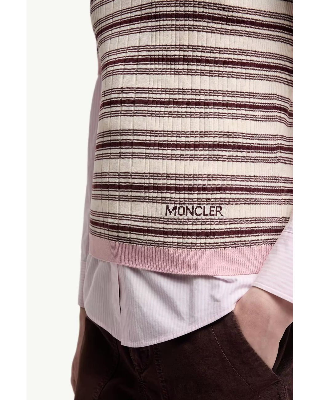 Moncler White Striped Knitted T-Shirt