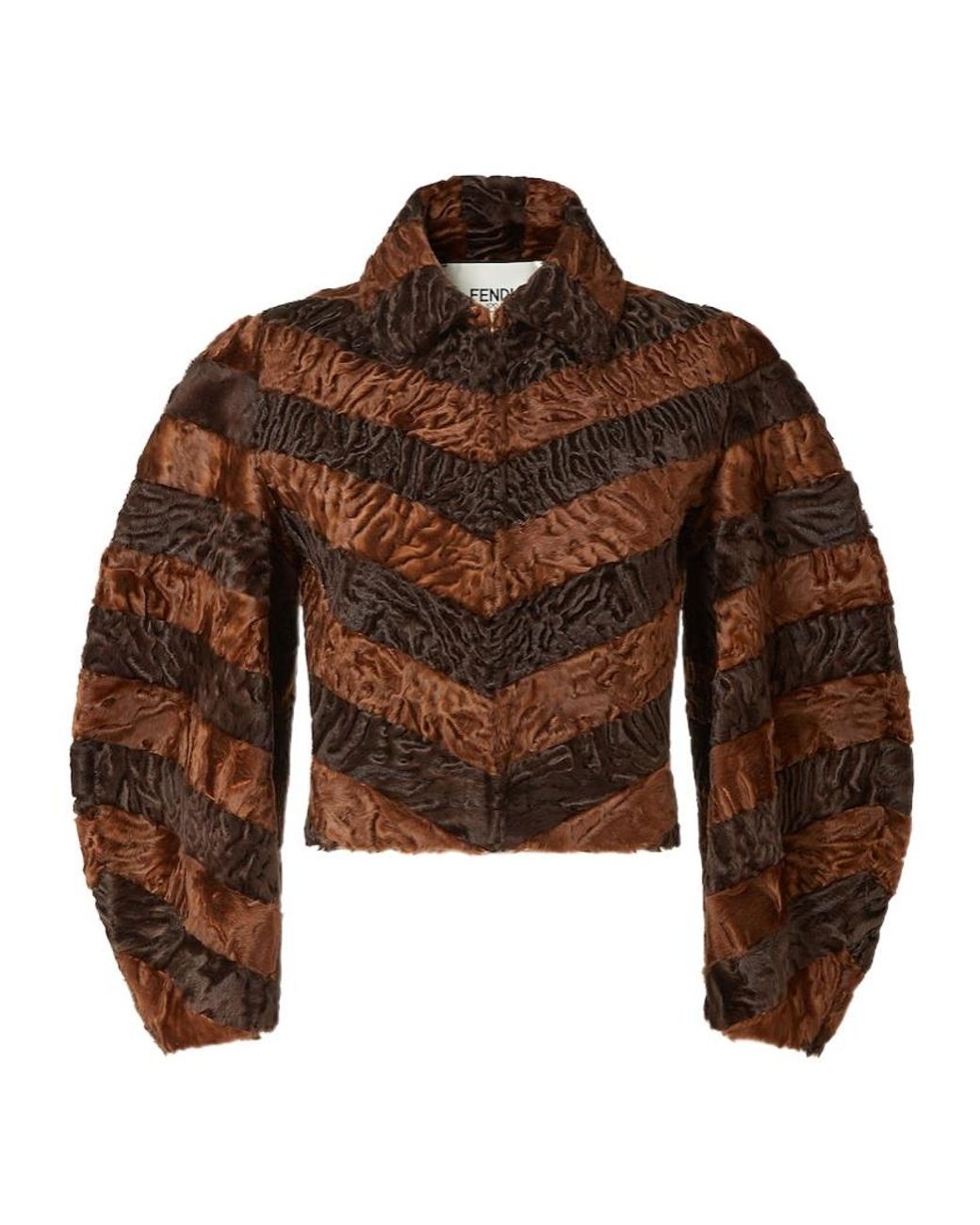 Fendi Brown Chevron Swakara Jacket