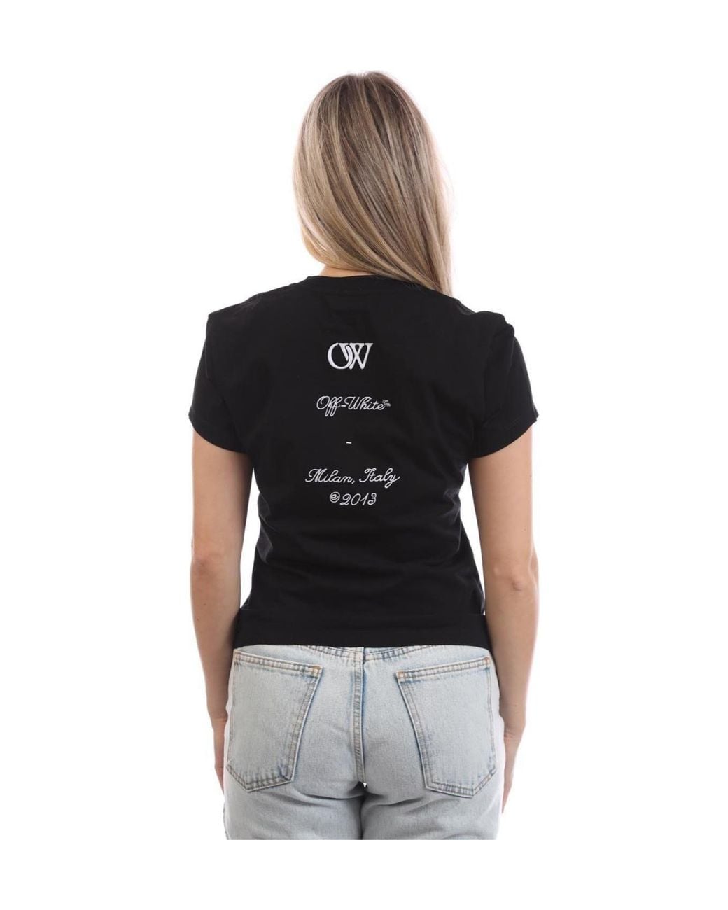 Off-White c/o Virgil Abloh Black Embroidered Fitted T-Shirt
