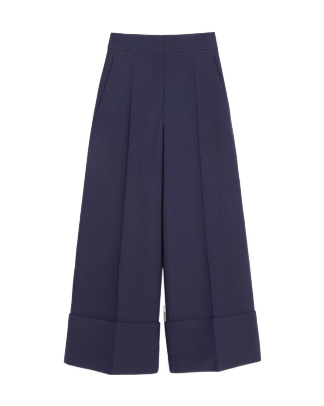 Valentino Blue Pleat Detailed Wide-Leg Pants